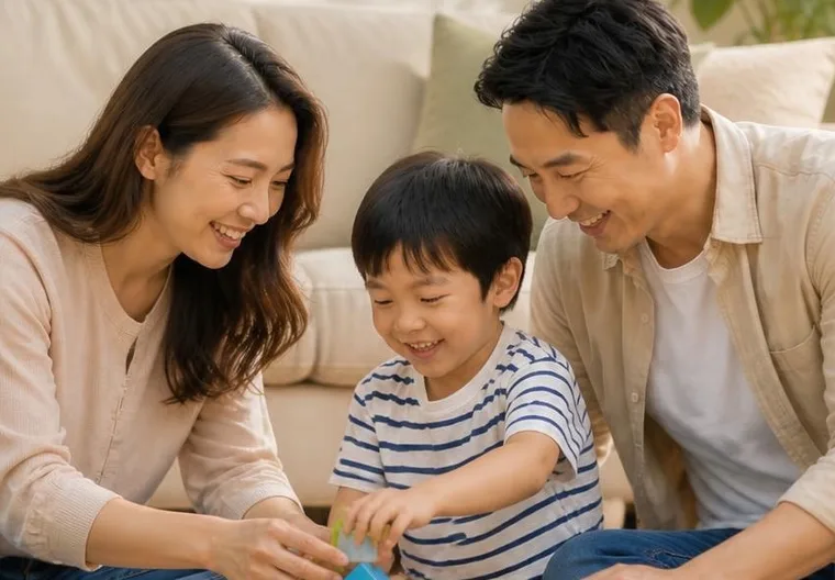 親子で遊ぶ様子